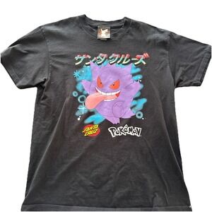 Pokemon X Santa Cruz Skateboards Shirt 'Ghost Type 3' Gengar Sz Large Black